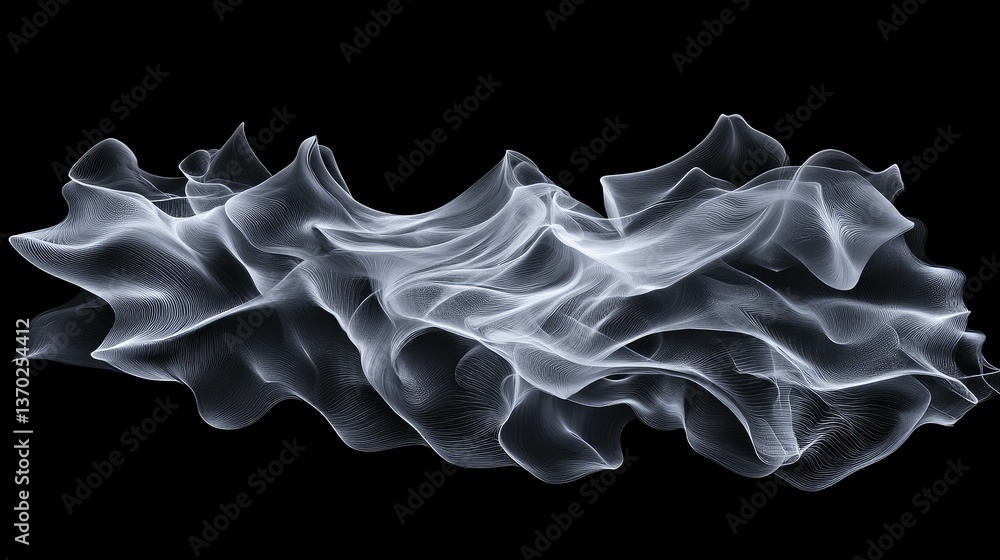 Poster abstract digital wave pattern on black background representing fluid motion and energy flow for arti