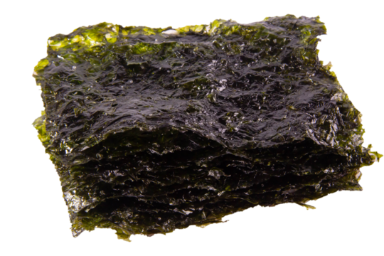 crispy nori seaweed, dry seaweed isolated on white, transparent background. png file