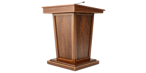 Elegant Dark Wood Lectern Podium with Microphone for Presentations and Speeches