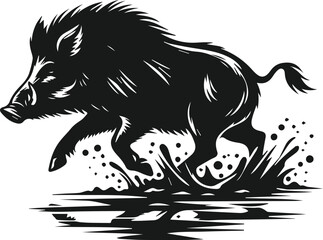 Wild boar animal silhouette vector