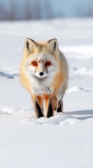 Majestic Red Fox Strolling Through Winter Wonderland Snowscape