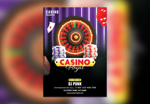 Casino Royal Party Flyer Featuring DJ Punk for Advertisement, Editable Design.