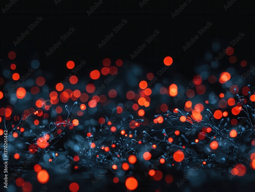 Aufkleber glowing red bokeh light effects on dark background for festive design element