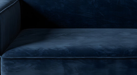 Obraz premium Luxurious navy crushed velvet sofa detail with smooth, rich texture and subtle folds
