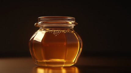 Honey jar, studio shot, dark background, food photography, packaging