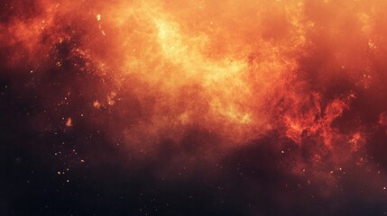 Naklejka premium Fiery Nebula Cloud Formation with Orange and Red Cosmic Dust
