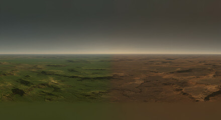 Fototapeta premium Vast expanse of textured terrain with earthy greens and browns gradient scenery