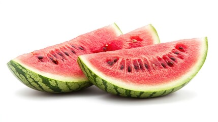 Fresh Watermelon Slices Ready to Enjoy on a White Background