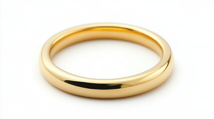 Simple Gold Wedding Band on White Background