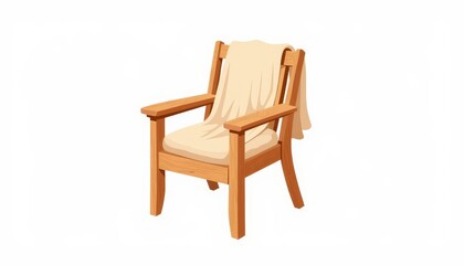 Minimalist wooden chair with cozy throw, simplicity and comfort