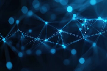 Futuristic digital network showcasing glowing nodes and interconnected financial transactions in a dark blue gradient