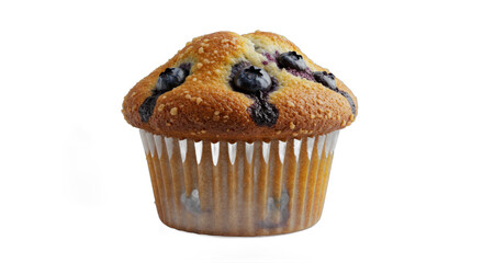 Delicious blueberry muffin isolated on white background perfect for breakfast