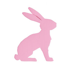 Obraz premium Pink silhouette of a rabbit, perfect for design projects or Easter themes, featured on a white isolated background.
