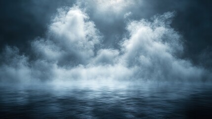 Obraz premium Mysterious Foggy Seascape: A Dark and Dreamlike Ocean Scene
