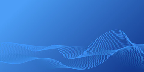 Wavy technology background with curved line. Simple business blue background with flowing smooth wave line. Gradient lines tech data digital design for presentation, website, banner, ads, posters. 
