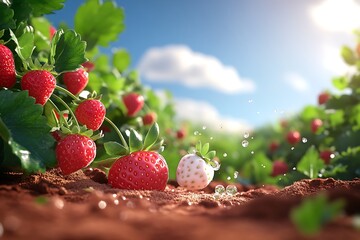 Strawberries Field Watering