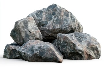 Pile of Gray Rocks Isolated on White Background Stone Arrangement
