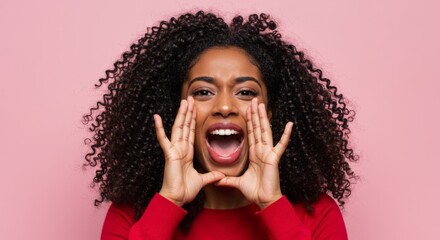 Woman with Curly Hair Shouting