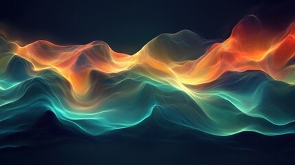 Obraz premium Abstract Colorful Wave Landscape: A Digital Painting of Serene Flowing Hues