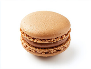 brown macaron isolated on white background,premium blank background poster banner cover wallpaper design with copy space