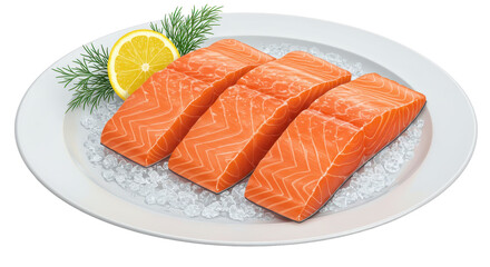Isolated Salmon Fillets on Ice