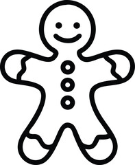Gingerbread Man Line Art Vector Icon