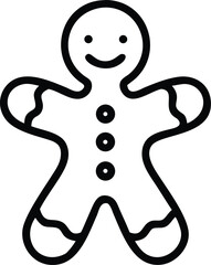 Gingerbread Man Line Art Vector Icon