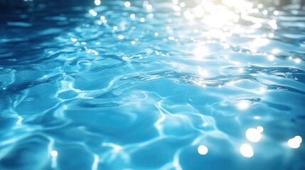 Azure Aquatic Serenity: A Close-Up of Rippling Water Under Sunlight