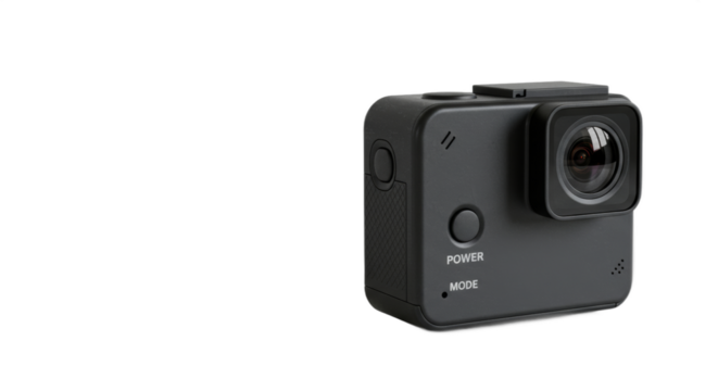 Isolated action camera, ideal for capturing fast-paced adventures with clarity