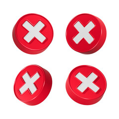 deleted icon 3d rendering realistic red color