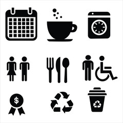 Vector set of kitchen and food icons for web design