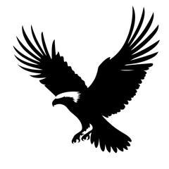Fototapeta premium Eagle in flight with outstretched wings, symbolizing freedom and power on a white isolated background.