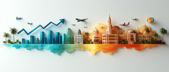 Obraz premium Diagramme de croissance d’une entreprise touristique