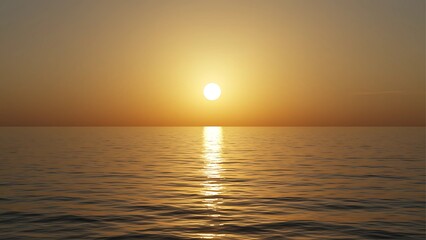Vibrant Sunset Over Calm Ocean Horizon