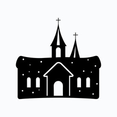 Divine Light: Christian Church Silhouette Illuminated at Sunset