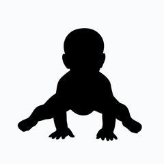 Obraz premium Adorable Baby Crawling Silhouette in Playful Motion - Early Childhood Development Concept