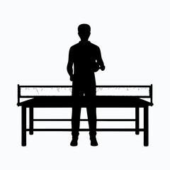 Dynamic Ping Pong Table Tennis Player Silhouette in Action Sports Concept