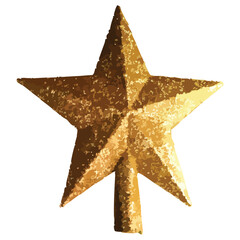 New Year's Eve decoration yellow star isolated on white background. Image trace vector. Prepare for Chrismas.