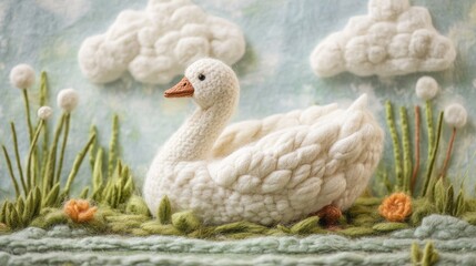 Obraz premium Art Handcrafted Felt View Clouds Aesthetic. Creating