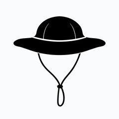 Sunny Day Picnic Hat Silhouette in Nature Scene Vector Illustration