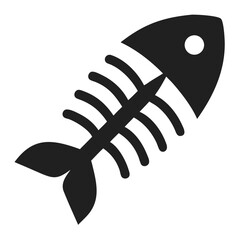 Elegant Fish Bone Silhouette on White Background for Design Projects