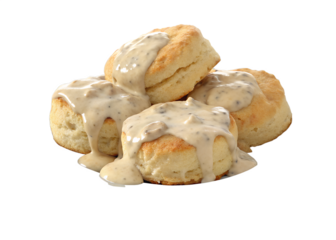Biscuits and Gravy Isolated on Transparent Background


