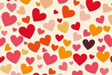 Fototapeta premium Colorful Heart Pattern Background Romantic Love Hearts Seamless Texture for Valentine s Day Wedding