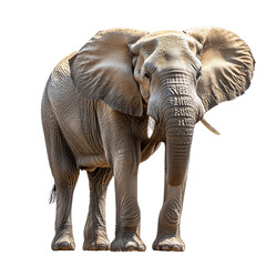 Fototapeta premium Large African elephant standing isolated on a transparent background 