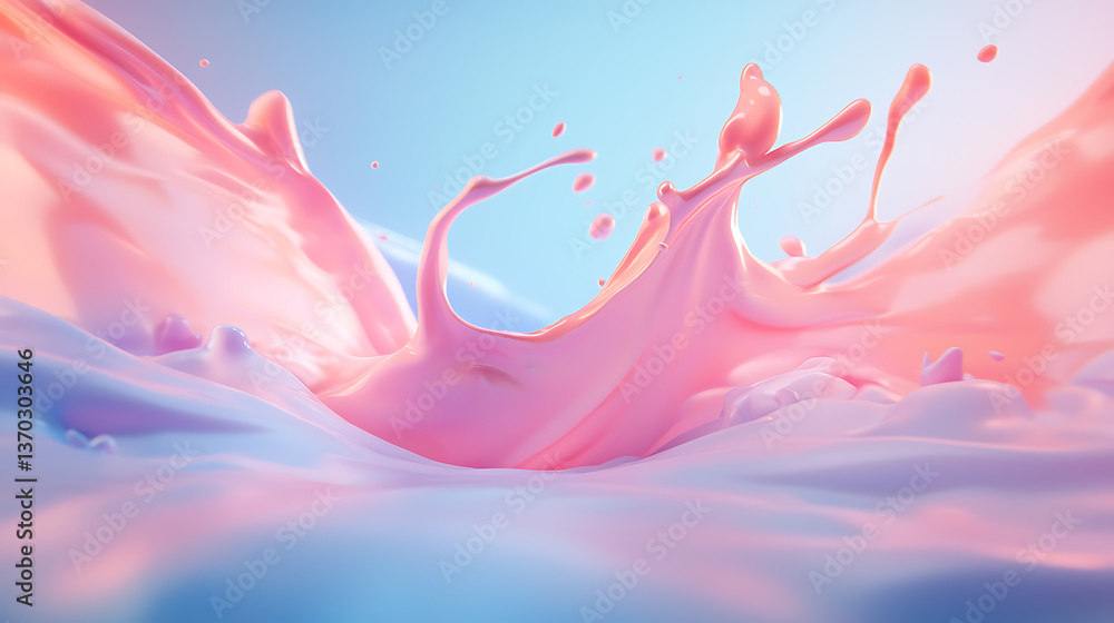 Aufkleber dynamic splash of pink liquid abstract art visual design soft background creative perspective fluid 