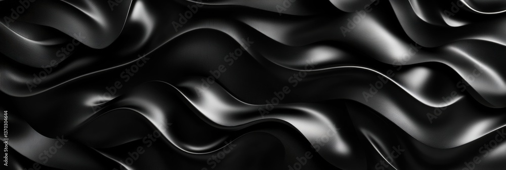 Leinwandbilder Futuristic abstract pattern showcasing soft 3D waves in monochrome palette with a smooth modern minimalist aesthetic for design inspiration
