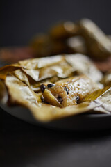 Close up sticky rice with banana, Thai dessert