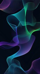 Fototapeta premium Abstract vector background with wavy lines and shapes in blue, purple, and green colors, phone wallpaper