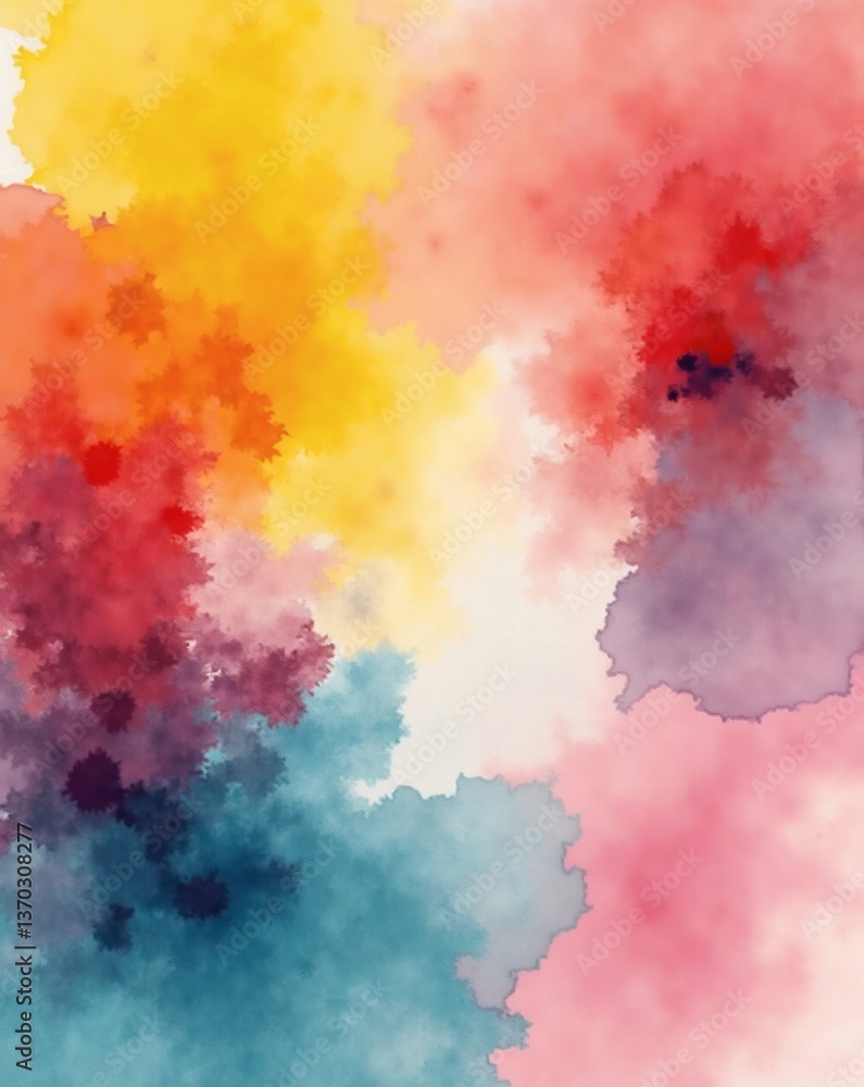Poster Abstract watercolor background with vibrant color washes, creating a sense of movement and fluidity. The colors blend and interact, evoking a sense of creativity and imagination.