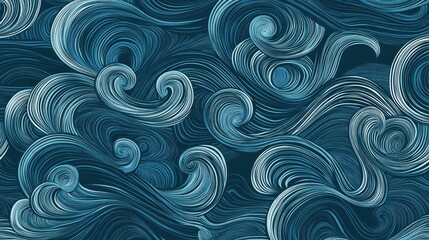 Abstract Ocean Waves: A mesmerizing illustration of swirling, teal ocean waves, capturing the dynamic energy and serenity of the sea.